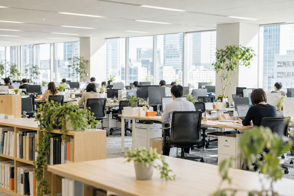 大きな会社の本社のオフィスフロア
